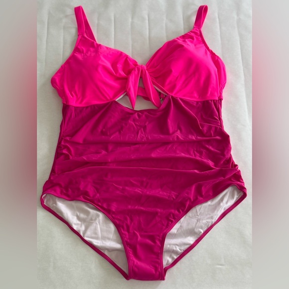 Vibrant Two Tone Pink One-Piece Swimsuit - Picture 1 of 8
